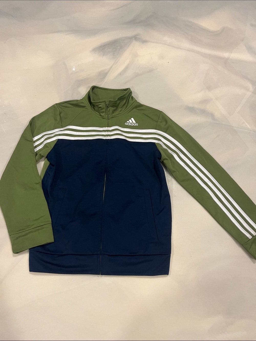 adidas Kids Two-Tone Navy & Olive Green Track Jacket